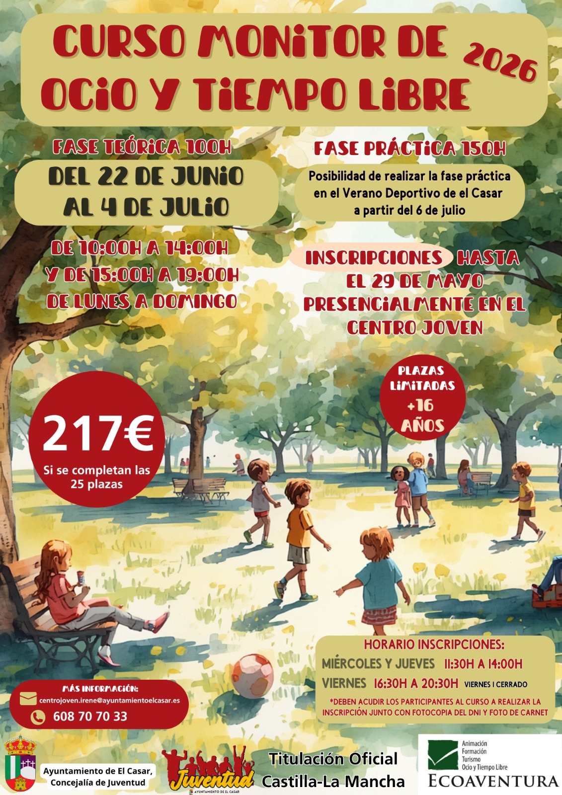 CURSO MONITOR/A DE OCIO Y TIEMPO LIBRE EL CASAR 2026