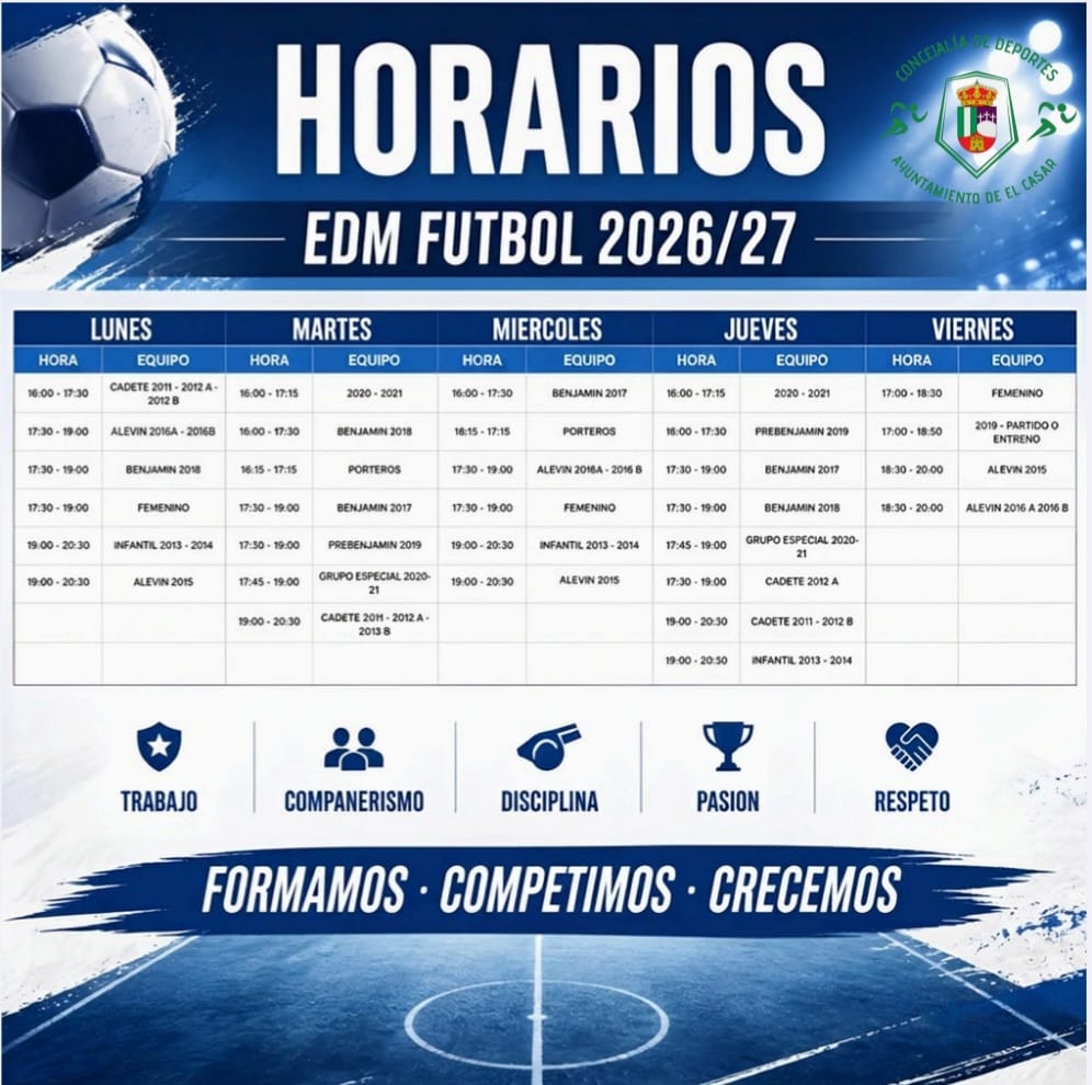 HORARIOS EDM FÚTBOL 2026/27 EL CASAR