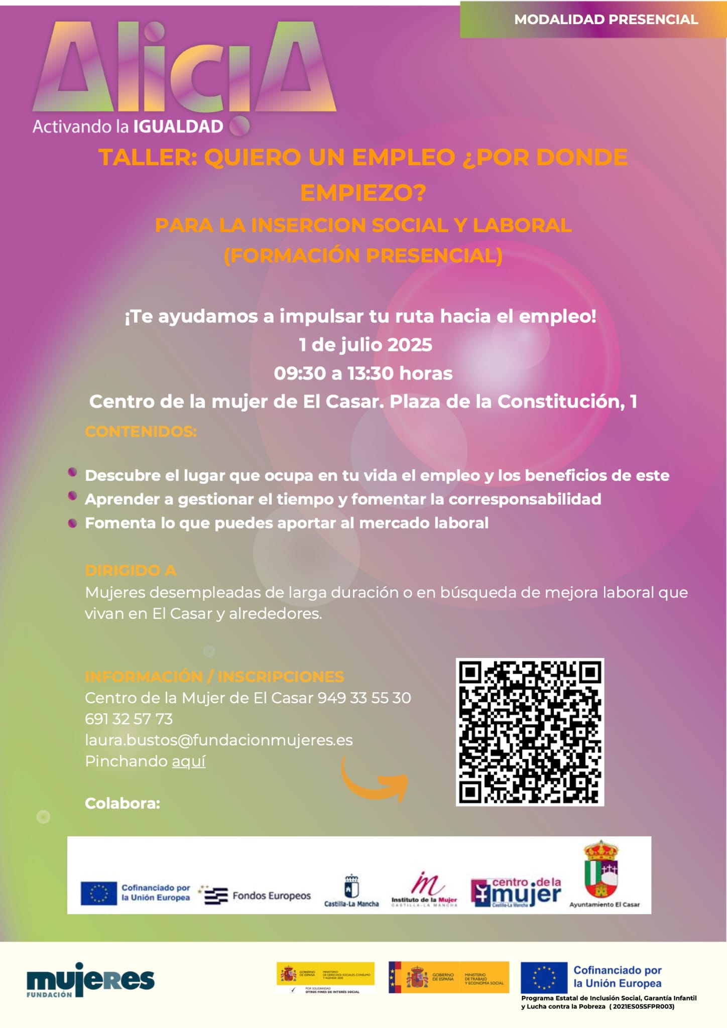 TALLERES DE EMPLEO PARA MUJERES – 1 DE JULIO DE 2025