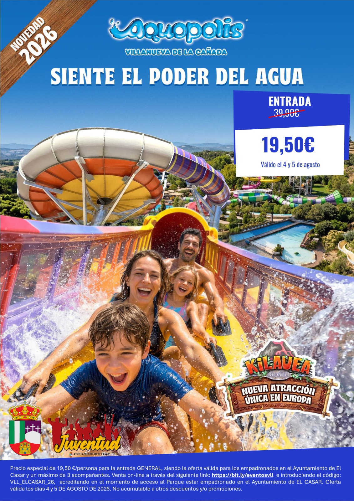 ¡VEN A DISFRUTAR DE AQUOPOLIS VILLANUEVA DE LA CAÑADA CON UN DESCUENTO ESPECIAL!