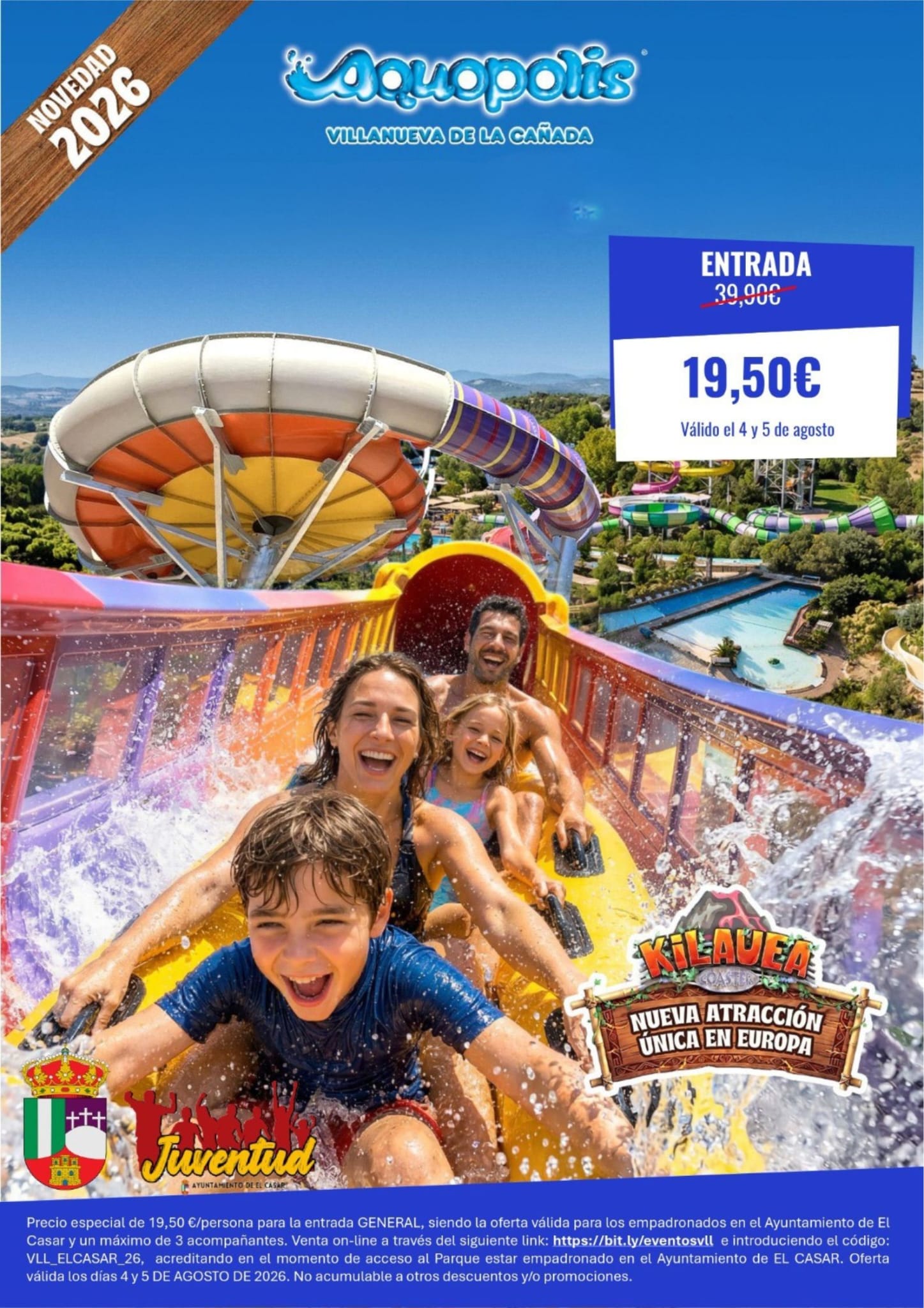 ¡VEN A DISFRUTAR DE AQUOPOLIS VILLANUEVA DE LA CAÑADA CON UN DESCUENTO ESPECIAL!