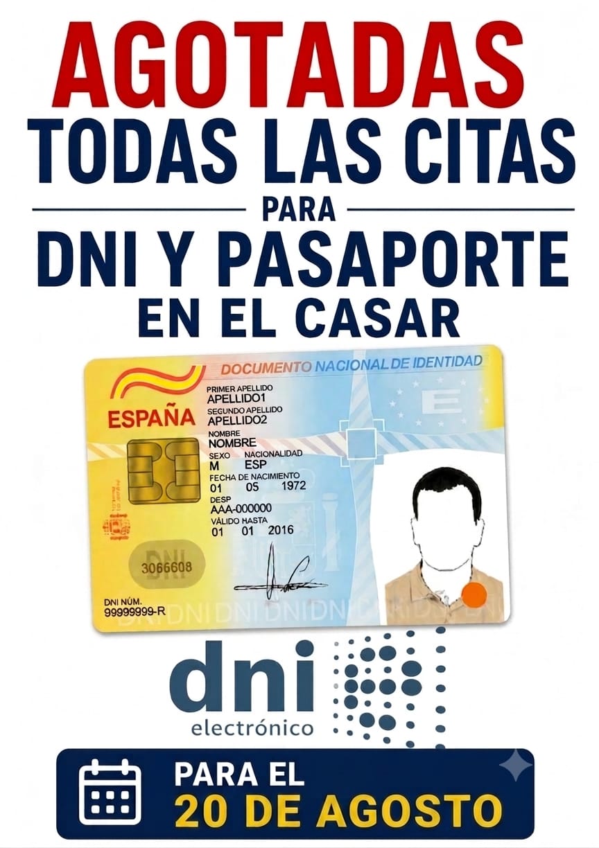 AGOTADAS TODAS LAS CITAS PARA DNI Y PASAPORTE EN EL CASAR (1)