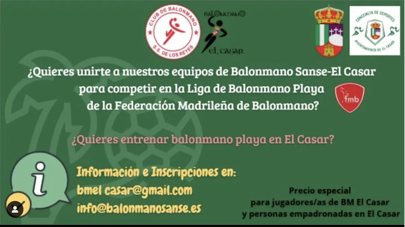 LOS EQUIPOS DE BALONMANO SANSE-EL CASAR, EN LA LIGA DE BALONMANO PLAYA DE LA FEDERACIÓN MADRILEÑA