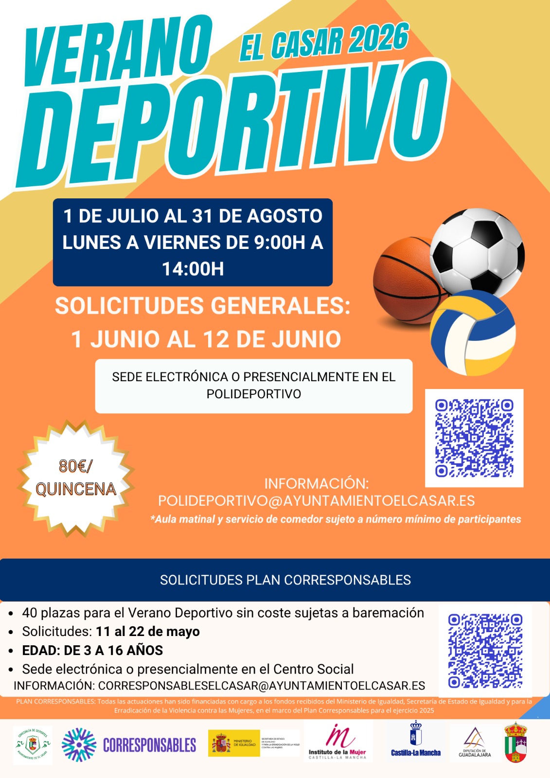 ESTE VERANO VUELVE EL VERANO DEPORTIVO EL CASAR 2026 PLAN CORRESPONSABLES