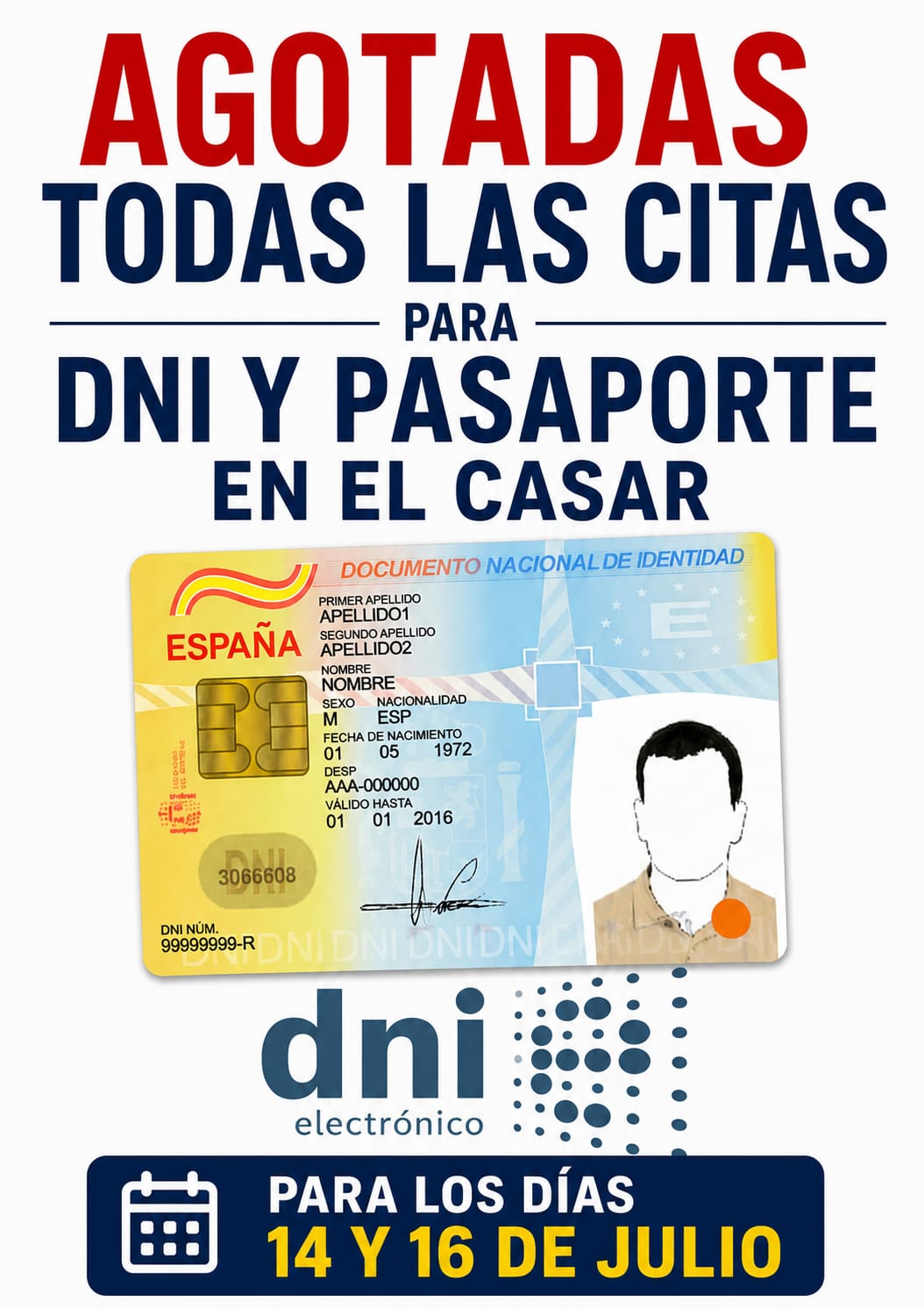 AGOTADAS TODAS LAS CITAS PARA DNI Y PASAPORTE EN EL CASAR