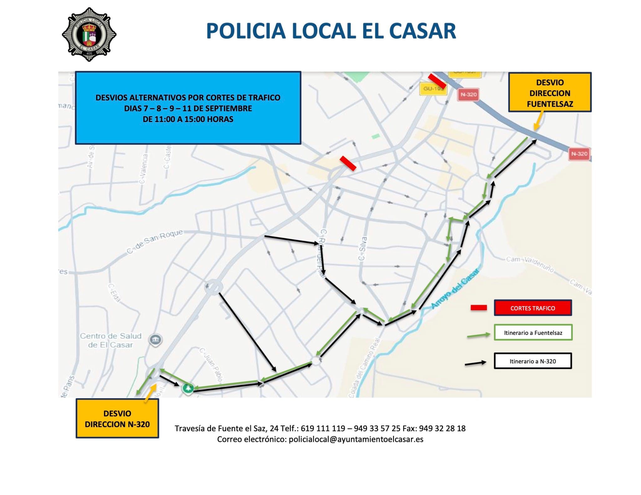 EL CASAR | CORTES DE TRÁFICO CON MOTIVO DE LAS SUELTAS DE RESES Y LOS ENCIERROS POR EL CAMPO