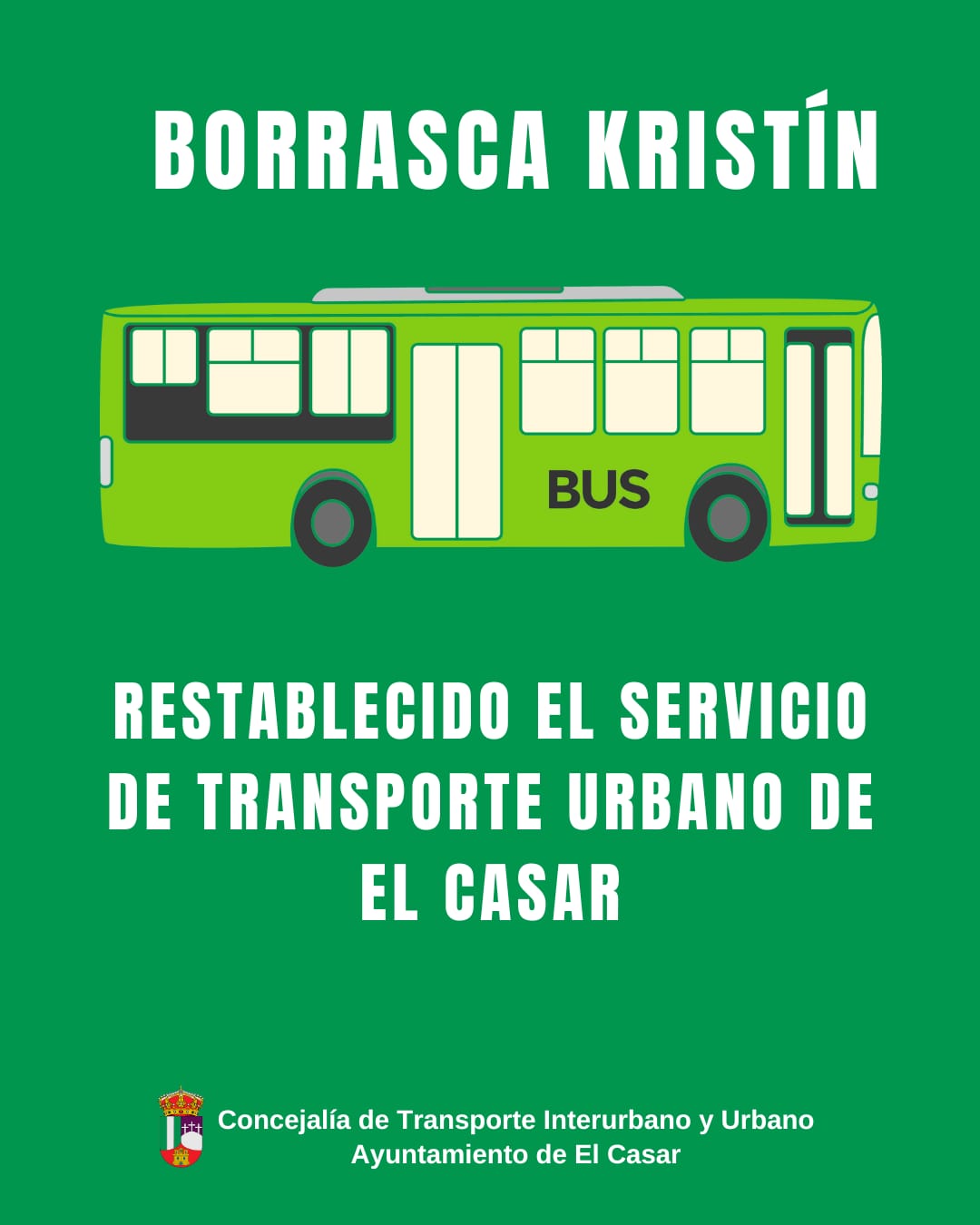 ÚLTIMA HORA | RESTABLECIDO EL SERVICIO DE TRANSPORTE URBANO DE EL CASAR