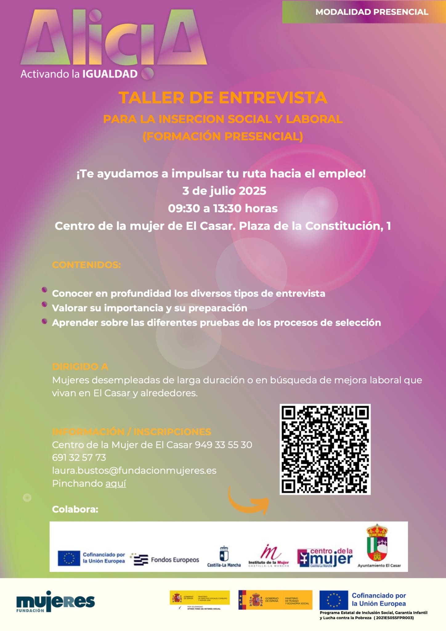 TALLERES DE EMPLEO PARA MUJERES – 3 DE JULIO DE 2025