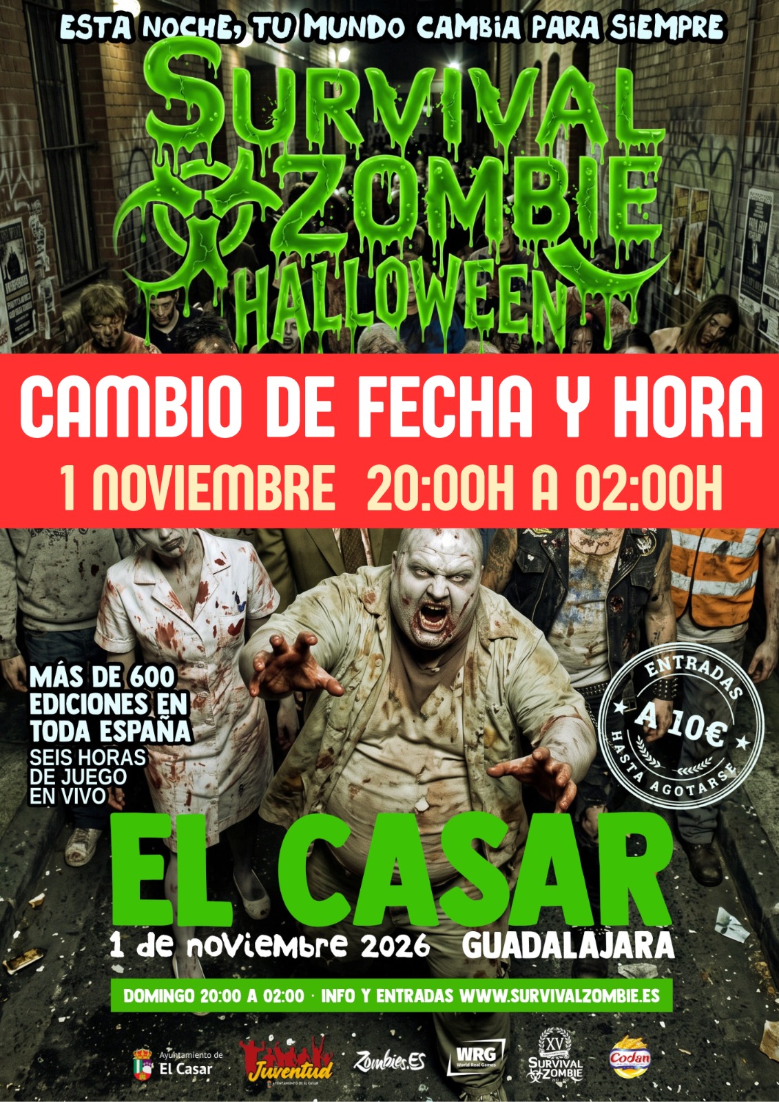 CAMBIO DE FECHA Y HORARIO | SURVIVAL ZOMBIE HALLOWEEN