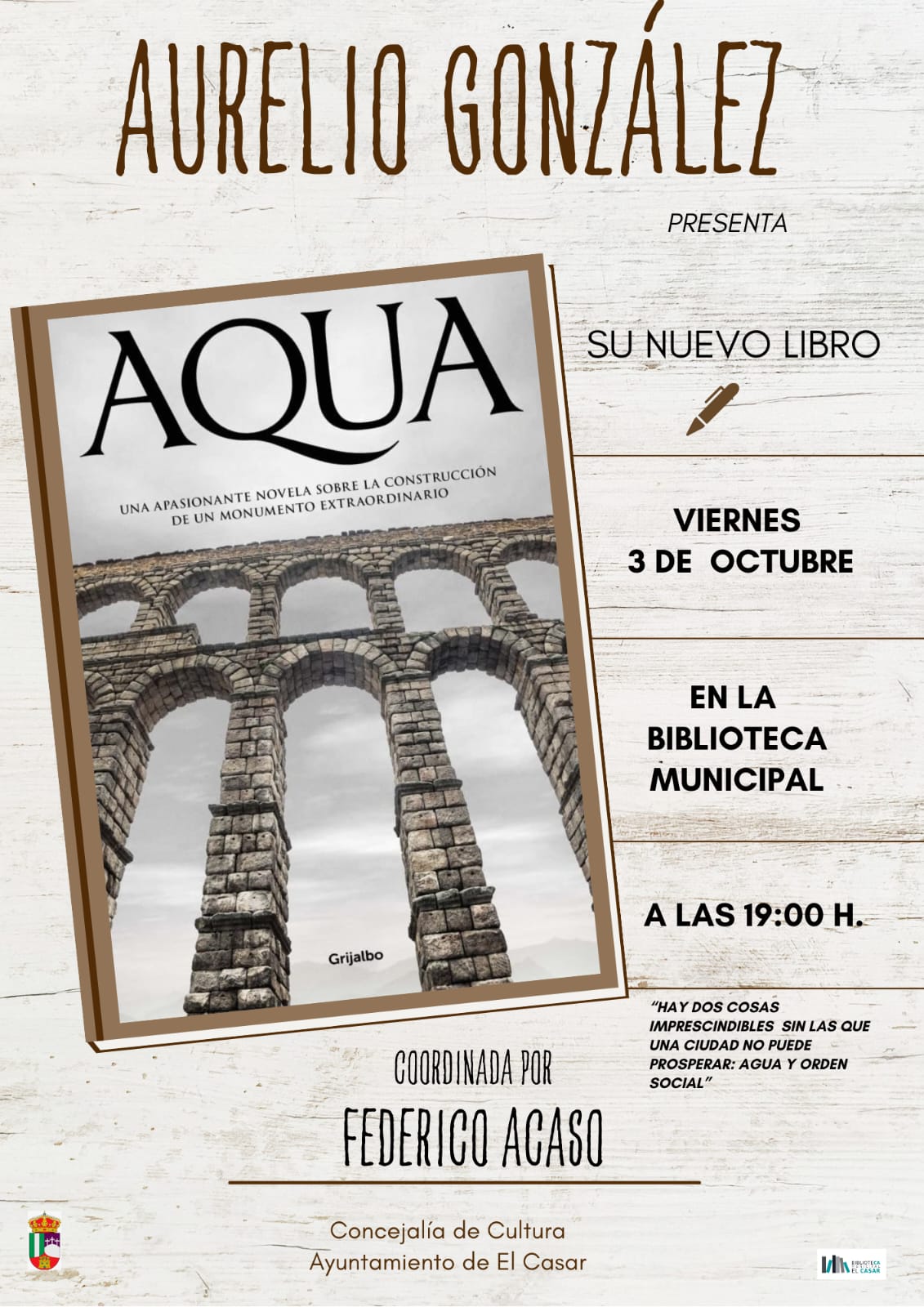 PRESENTACIÓN DEL NUEVO  LIBRO DE  AURELIO GONZÁLEZ "AQUA"
