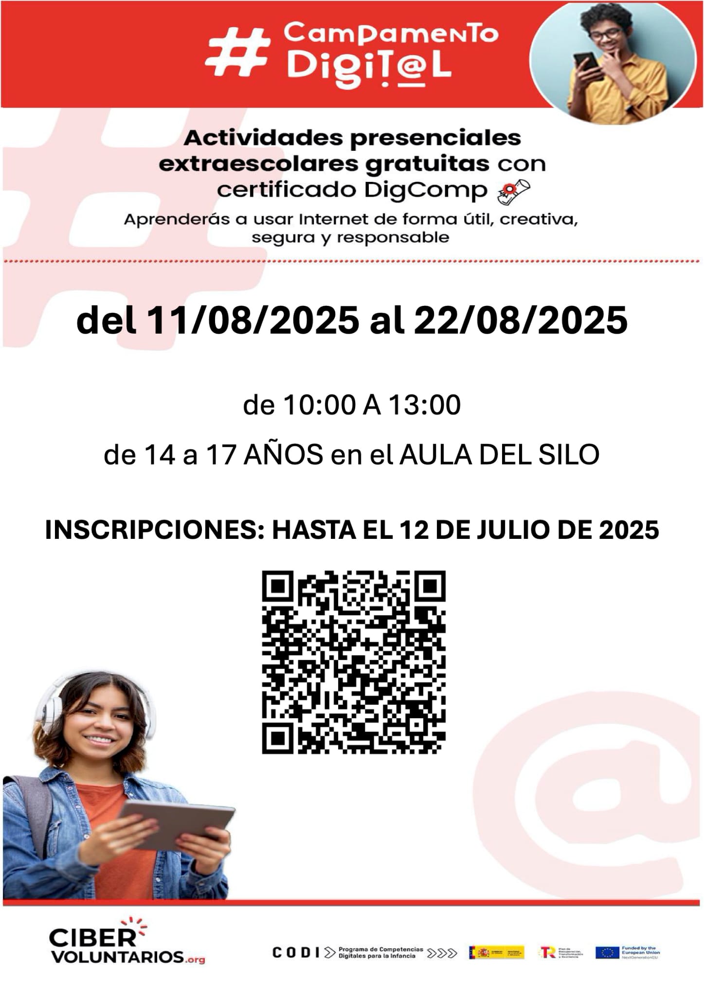 ¡CAMPAMENTO DIGITAL EN EL CASAR PARA JÓVENES DE 14 A 17 AÑOS!