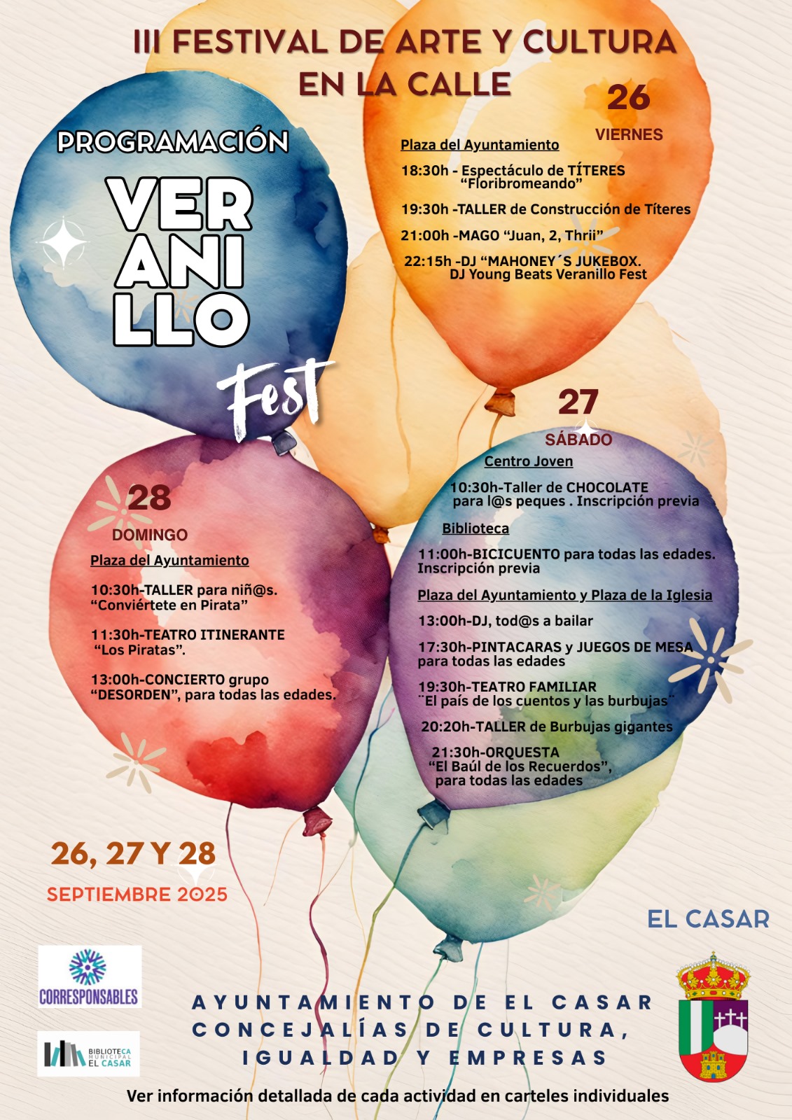 III FESTIVAL DE ARTE Y CULTURA EN LA CALLE DE EL CASAR – VERANILLO EL CASAR, VERANILLO FEST!