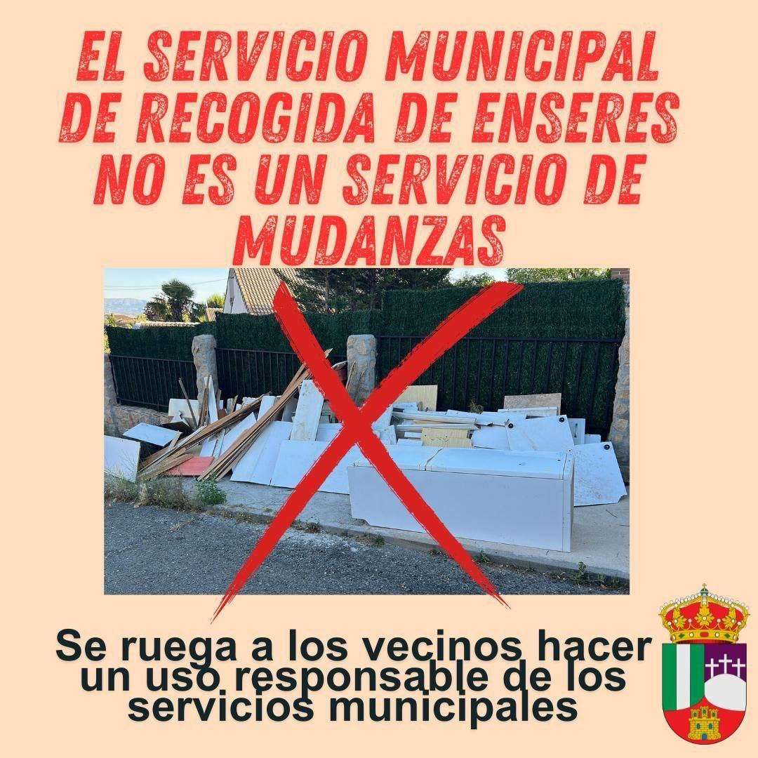 RECORDATORIO SOBRE EL PROCEDIMIENTO PARA LA RECOGIDA DE ENSERES Y PODAS