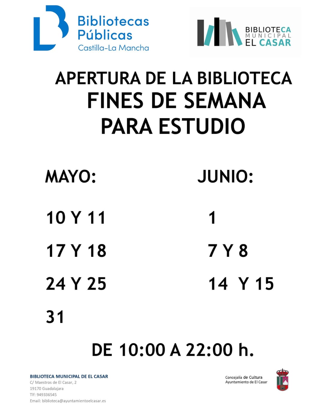 ¡LA BIBLIOTECA ABRE LOS FINES DE SEMANA PARA ESTUDIAR!