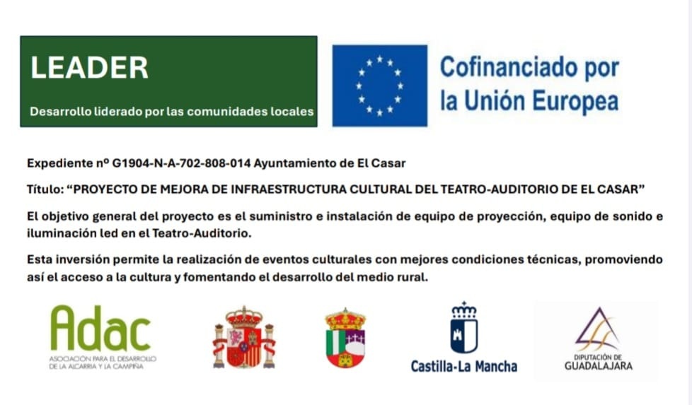 EL AYUNTAMIENTO DE EL CASAR HA REALIZADO MEJORAS EN EL AUDITORIO MUNICIPAL, GRACIAS A UNA SUBVENCIÓN DE  ADAC