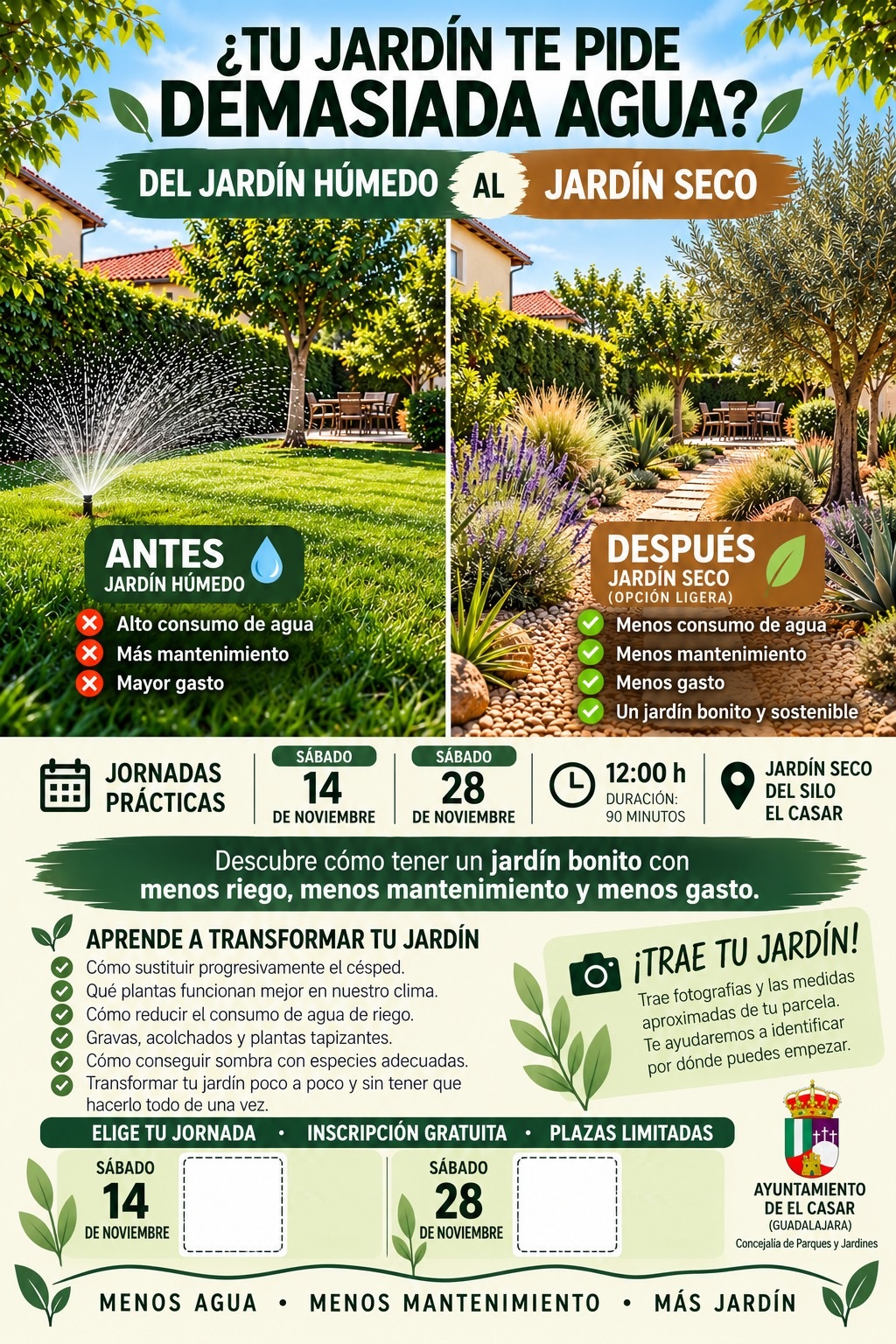 TRANSFORMA TU JARDÍN Y AHORRA AGUA Y MANTENIMIENTO,  EN EL CASAR