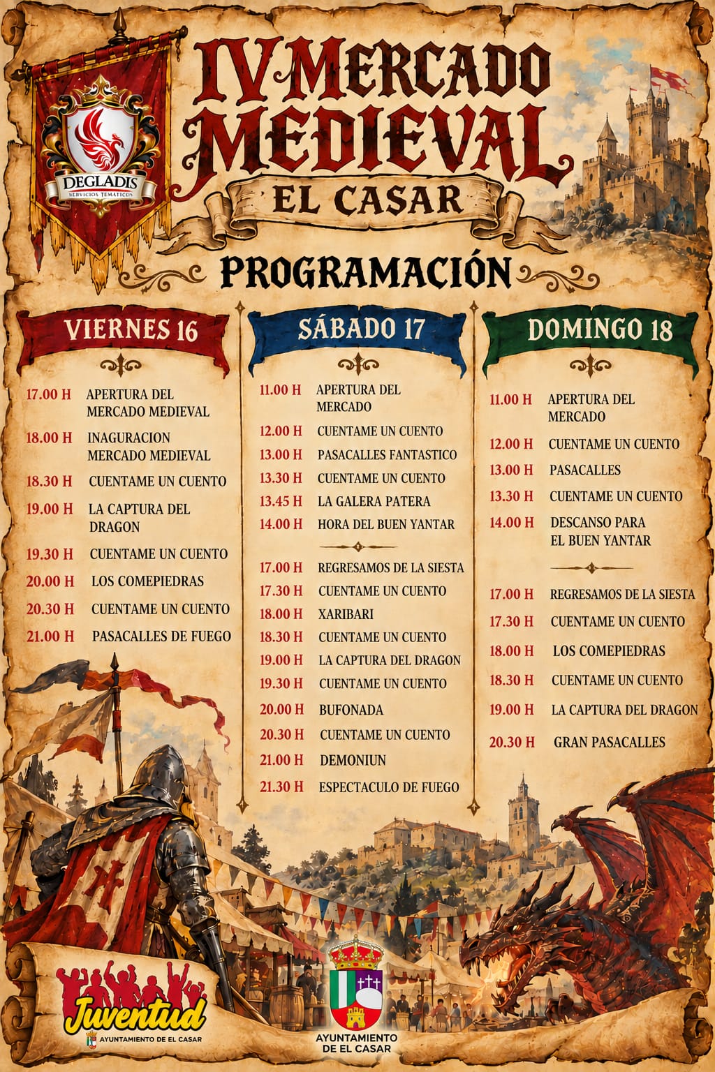 ¡EL CASAR SE SUMERGIRÁ EN EL MEDIEVO  CON SU IV MERCADO MEDIEVAL: TRES DÍAS DE MAGIA, FUEGO Y AVENTURA!