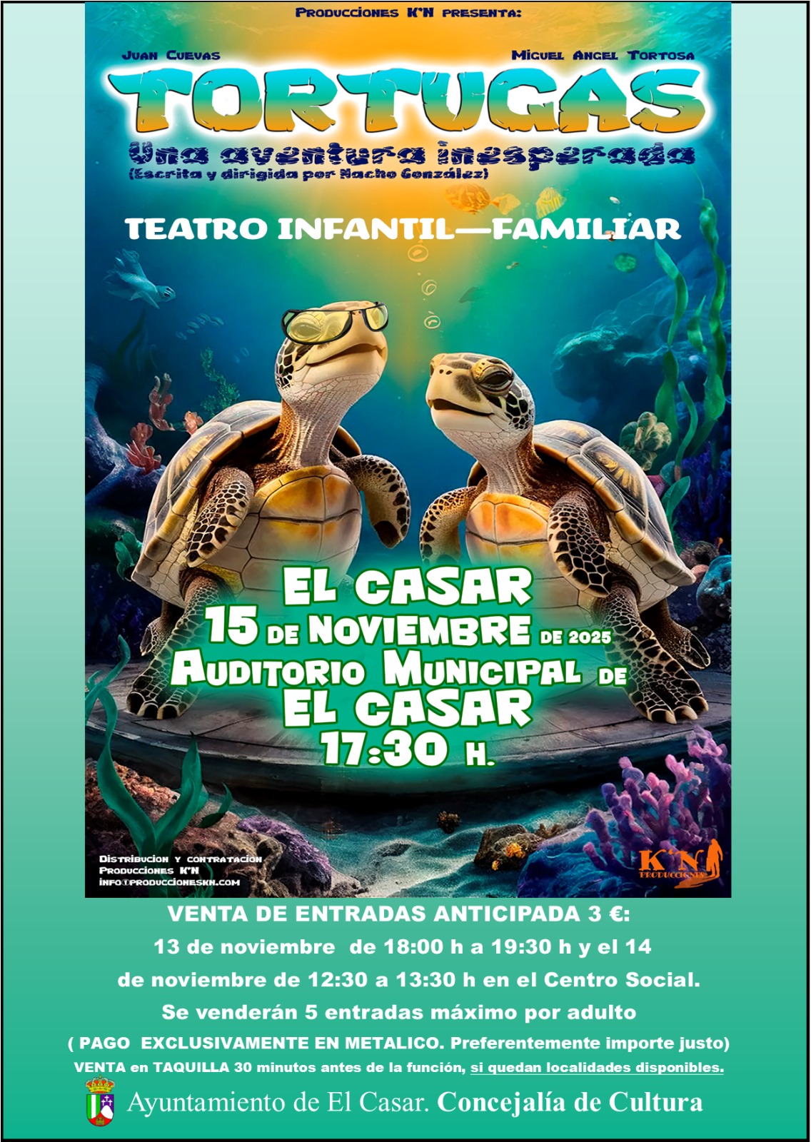 ¡LLEGA UNA NUEVA AVENTURA AL OTOÑO CULTURAL DE EL CASAR! ¡LLEGA TORTUGAS!