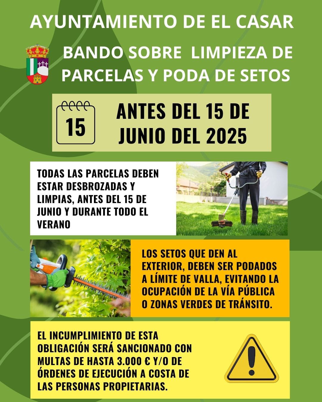 CAMPAÑA LIMPIEZA DE PARCELAS Y PODAS DE SETOS