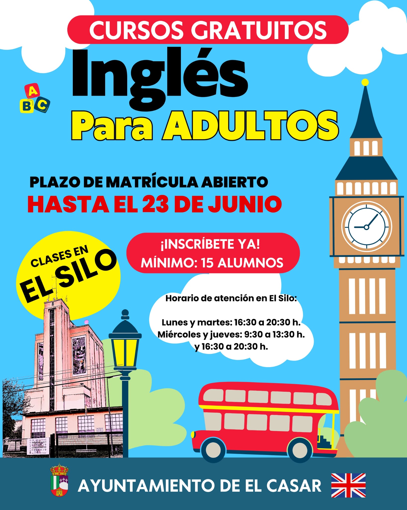 ¡YA PUEDES INSCRIBIRTE EN LOS CURSOS GRATUITOS DE INGLÉS PARA ADULTOS!