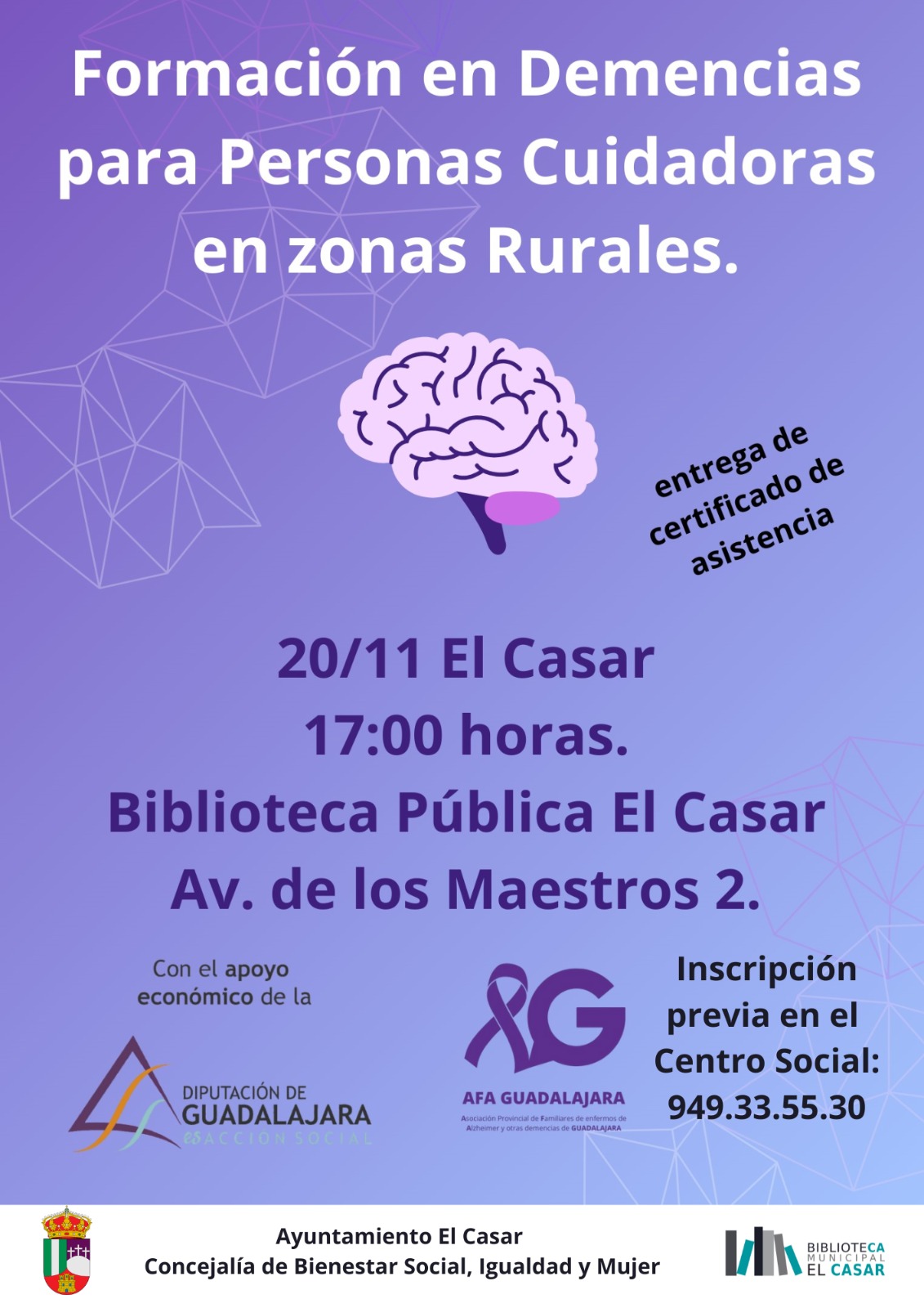 ¡ATENCIÓN, FORMACIÓN DIRIGIDA A PERSONAS CUIDADORAS!