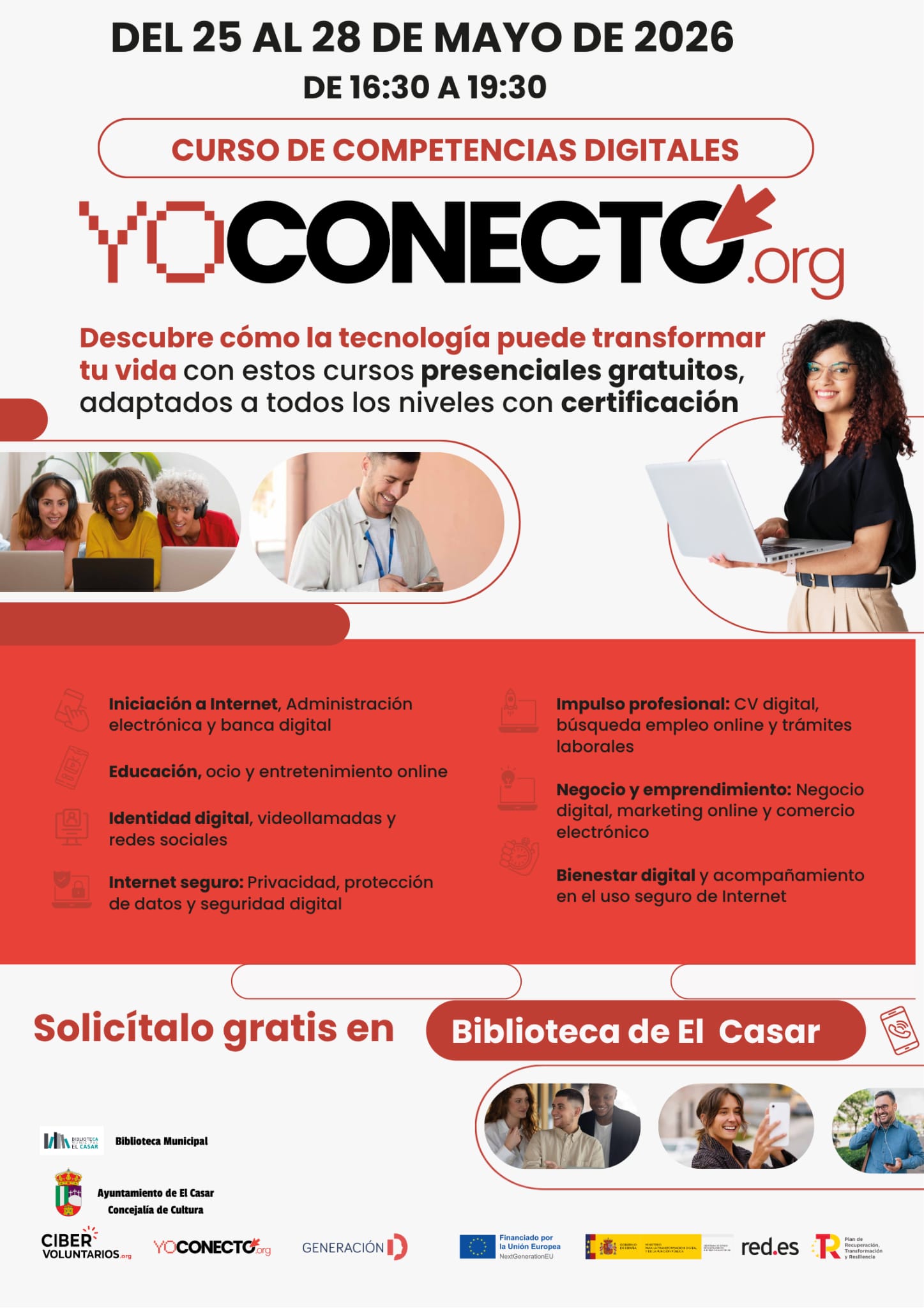 ¡CURSO "YO CONECTO", EN LA BIBLIOTECA DE EL CASAR Y CON CERTIFICADO!