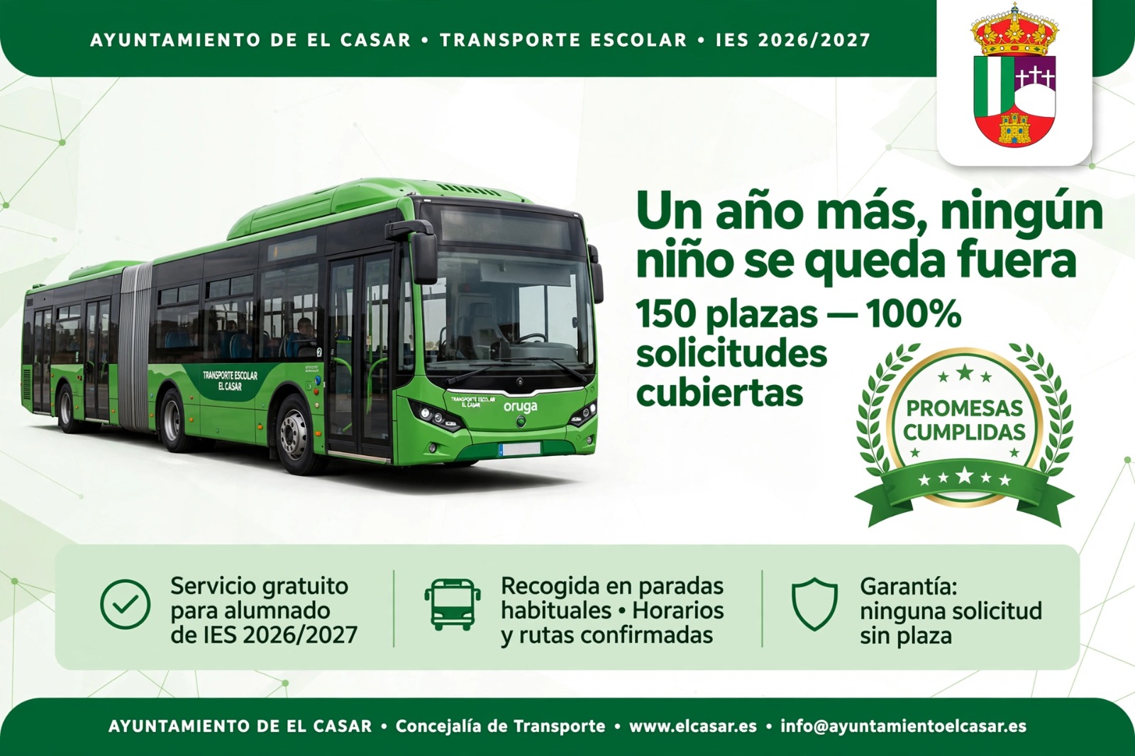 TODOS LOS ALUMNOS DE LOS IES DE EL CASAR TIENEN SU PLAZA PARA EL TRANSPORTE ESCOLAR